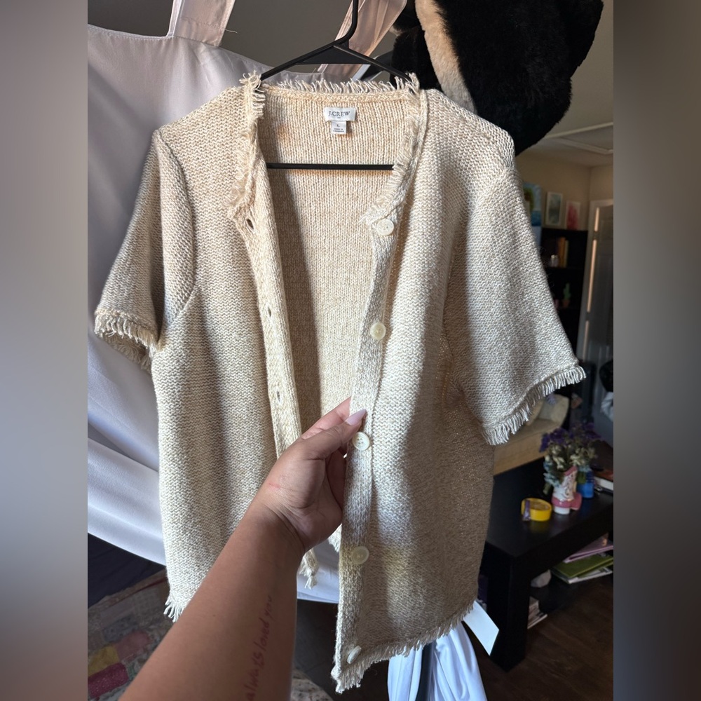 Cream Short Sleeve Cardigan